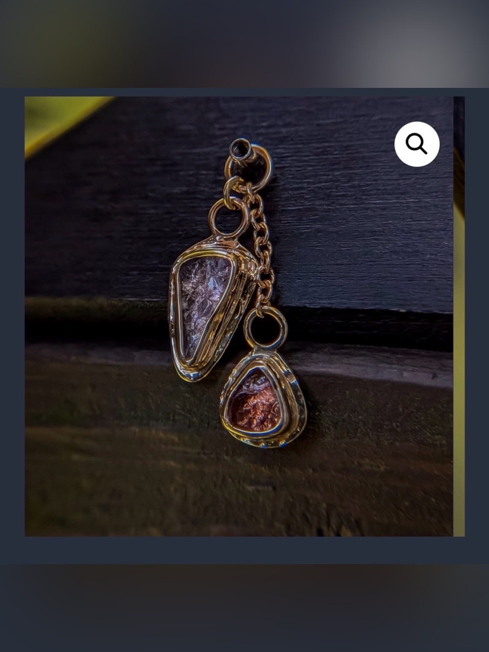 Gently used High Noon Handmade Tanagra charm w tanzanite and garnet in yg 💙💜🧡❤️ - Picture 2 of 3